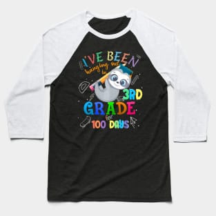 100 Days Of School Sloth Hanging Out In 3Rd Grade Student Baseball T-Shirt